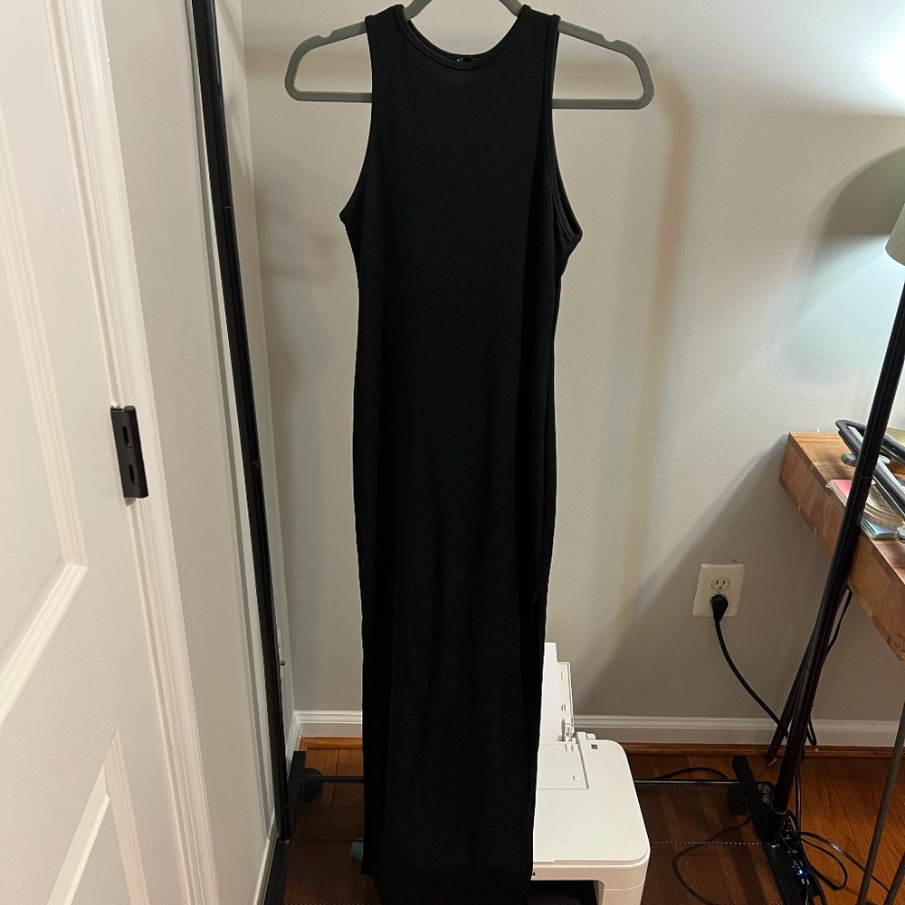 Nasty Gal double sided split black maxi dress